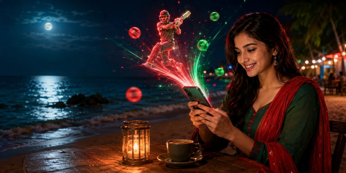 সেন্ট মার্টিনে ক্রিকেট বেটিং উপভোগরত দৃশ্য, লাল-সবুজ থিম